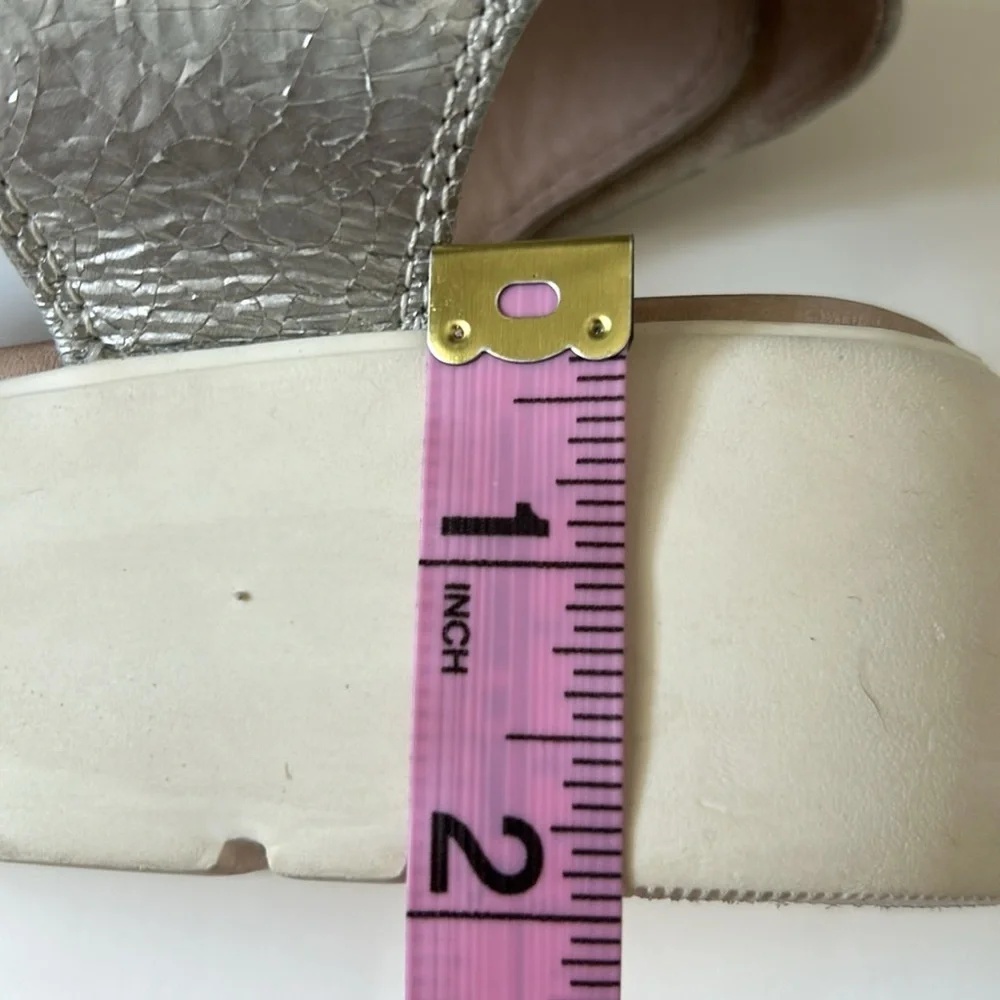 Johnson & Murphy Platform Metallic Silver Sandals